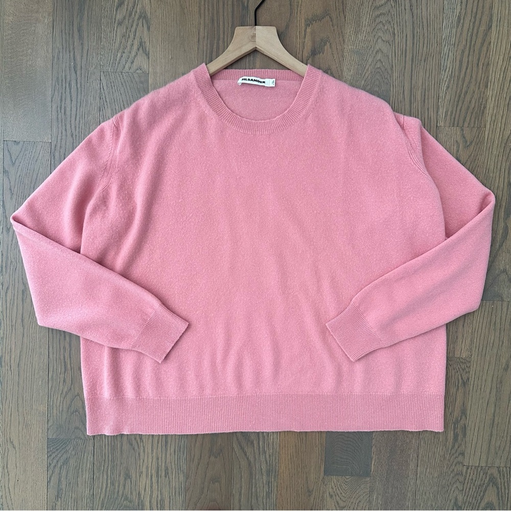 Jil Sander 100% Cashmere Crew Neck Oversize Sweater in Pink Size 40 / Small